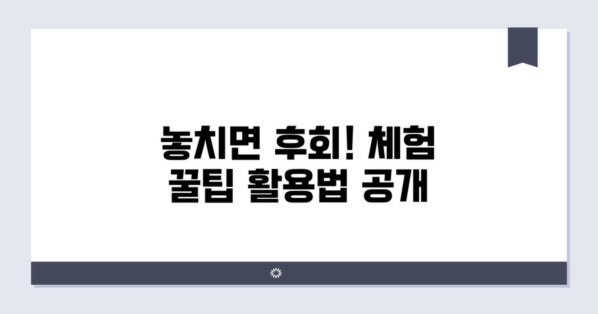 놓치면 후회! 체험 꿀팁과 활용법