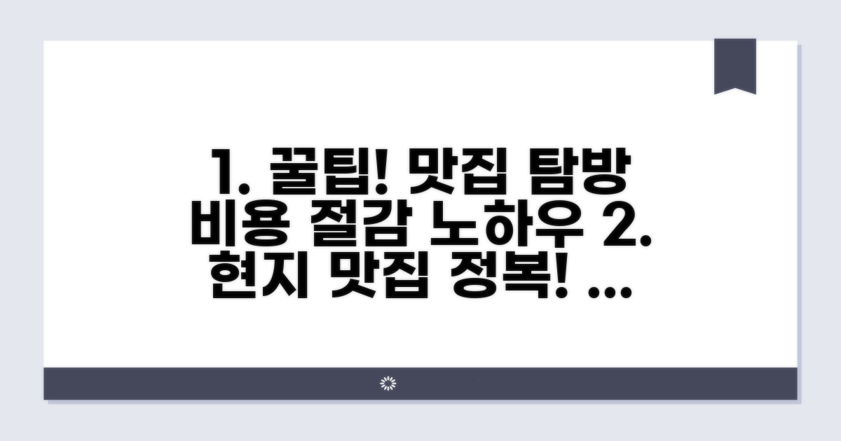 현지 맛집 탐방, 식비 절약 전략