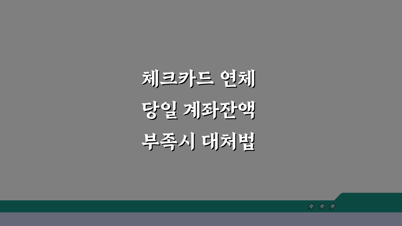 체크카드 연체 당일 계좌잔액 부족시 대처법 5가지 총정리