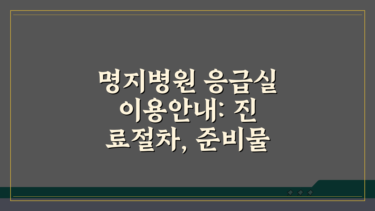 명지병원 응급실 이용안내: 진료절차, 준비물, 위치 총정리